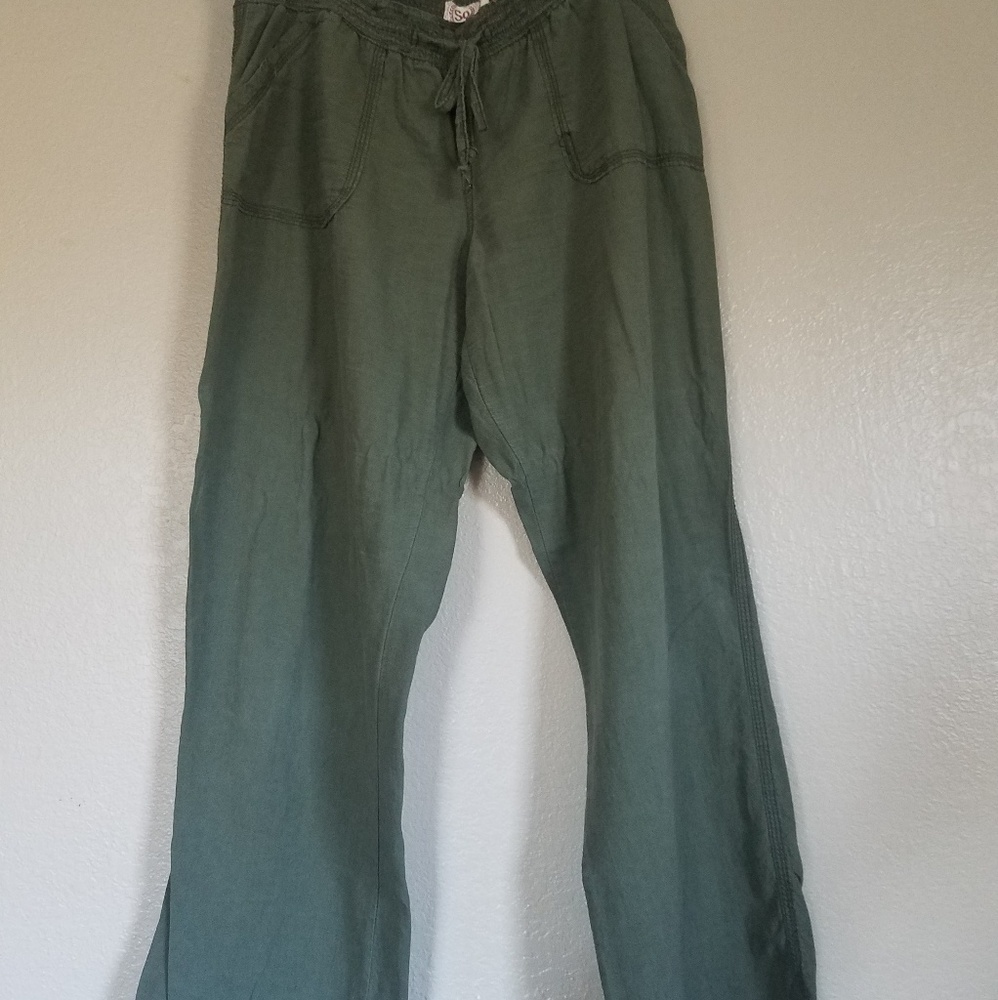 Army Green Linen Pants